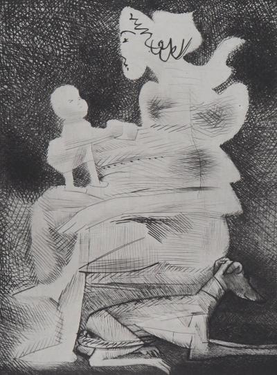 Javier VILATO : Femme et enfant - Gravure originale signée 2