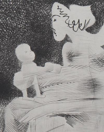 Javier VILATO : Femme et enfant - Gravure originale signée 2
