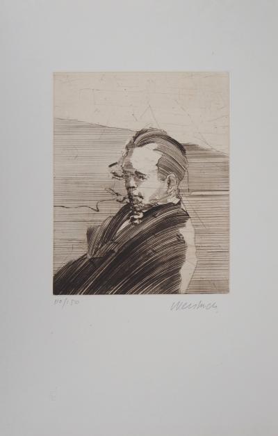 Claude WEISBUCH : Portrait d’homme - Gravure originale signée 2