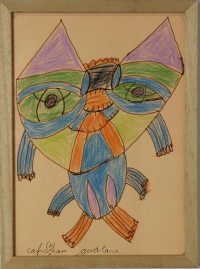 Gustave CAHOREAU - Chat - Technique mixte sur papier 2