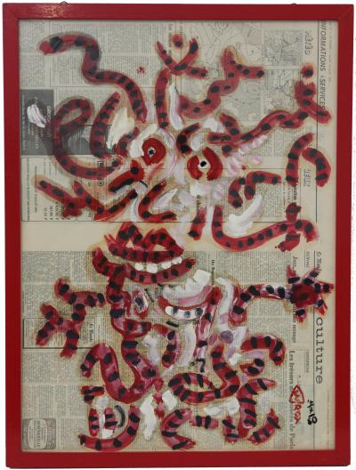 Claude LEROY - Le Guerrier, 1980 - Technique Mixte sur papier 2