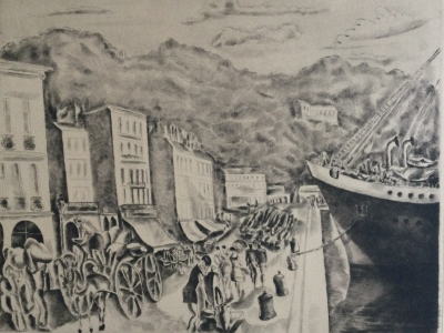 Hermine DAVID - Le port de Villefranche-sur-mer , vers 1930 - Gravure signée au crayon 2