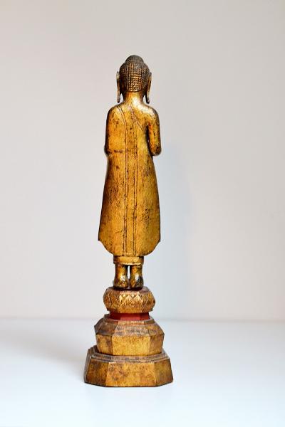 Thailande- Bouddha debout en bois doré,  période Ayutthaya 2