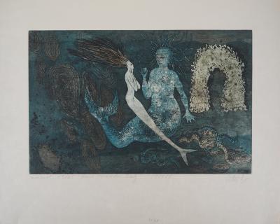 Lars BO -  La petite sirène (7/10), sorcellerie, 1977 - Gravure originale signée au crayon 2
