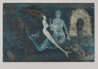 Lars BO -  La petite sirène (7/10), sorcellerie, 1977 - Gravure originale signée au crayon 2