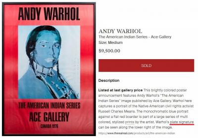 Andy WARHOL (1928-1987) 1976 "The American Indian Series" - Portrait de Russell Charles Means (1939-2012) Tryptique ensemble de 3 Lithographies 2