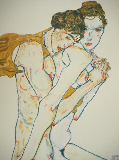 Egon SCHIELE (after): Interlaced couple - Signed lithograph 2