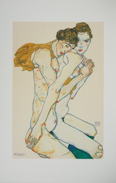 Egon SCHIELE (after): Interlaced couple - Signed lithograph 2