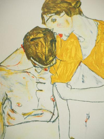 Egon SCHIELE (d’après) : Les amants - Lithographie signée 2