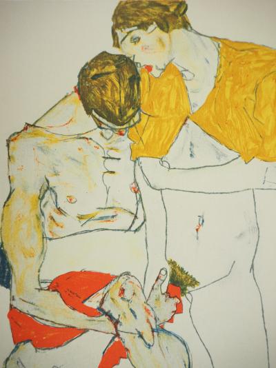 Egon SCHIELE (d’après) : Les amants - Lithographie signée 2