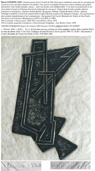 Pierre COURTIN  - 7 Février 1950 - R.90 - Gravure signée au crayon 2