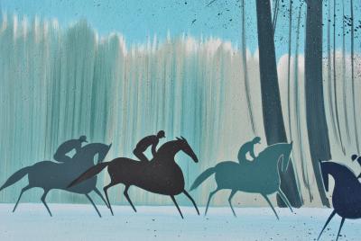 Serge LASSUS : Cavaliers en hiver, Lithographie originale signée, 600ex 2