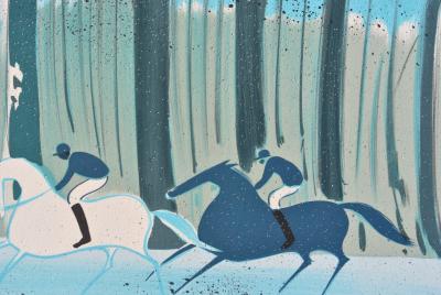 Serge LASSUS : Cavaliers en hiver, Lithographie originale signée, 600ex 2