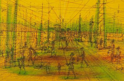 Jean CARZOU: La gare, 1973 - Original lithograph signed in pencil 2