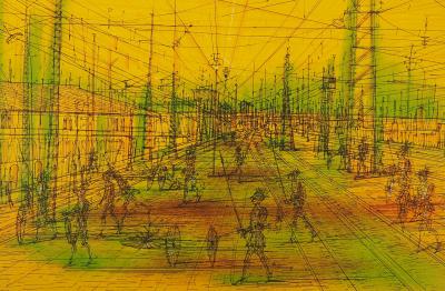 Jean CARZOU: La gare, 1973 - Original lithograph signed in pencil 2