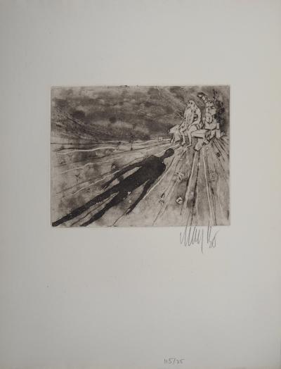 Lars BO : En attente - Gravure originale signée au crayon 2