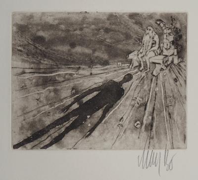Lars BO : En attente - Gravure originale signée au crayon 2
