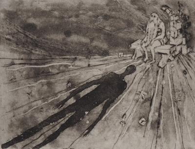 Lars BO : En attente - Gravure originale signée au crayon 2