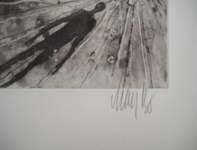 Lars BO : En attente - Gravure originale signée au crayon 2