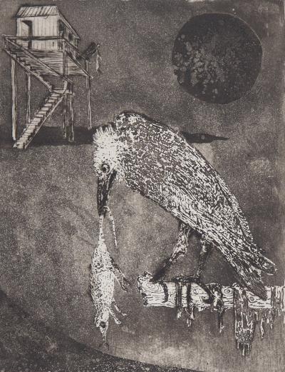 Lars BO : Prédateurs sous la lune noire - Gravure originale signée au crayon 2