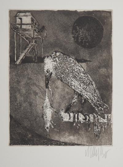 Lars BO : Prédateurs sous la lune noire - Gravure originale signée au crayon 2