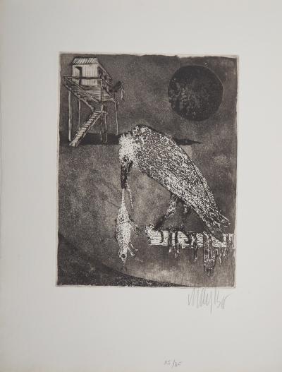 Lars BO : Prédateurs sous la lune noire - Gravure originale signée au crayon 2