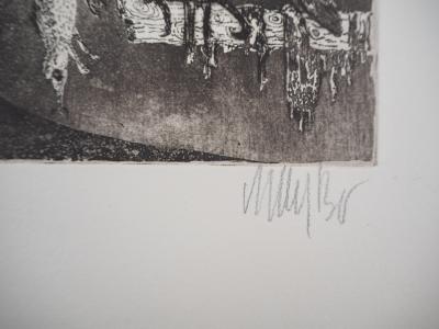 Lars BO : Prédateurs sous la lune noire - Gravure originale signée au crayon 2