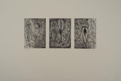 J.G. GWEZENNEG : Arbres, 1983 - Gravure originale signée au crayon 2