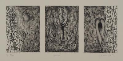 J.G. GWEZENNEG : Arbres, 1983 - Gravure originale signée au crayon 2
