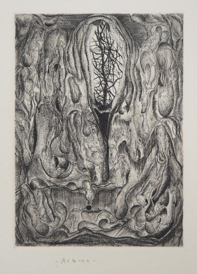 J.G. GWEZENNEG : Arbres, 1983 - Gravure originale signée au crayon 2