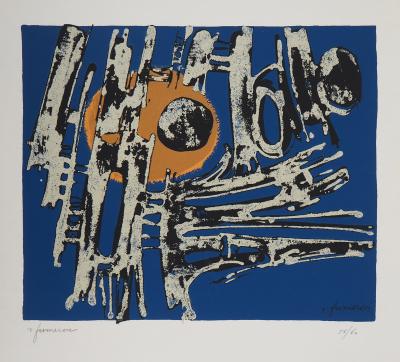 René FUMERON : Composition abstraite - Sérigraphie originale signée au crayon 2