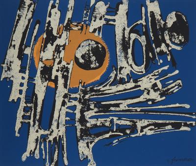 René FUMERON : Composition abstraite - Sérigraphie originale signée au crayon 2