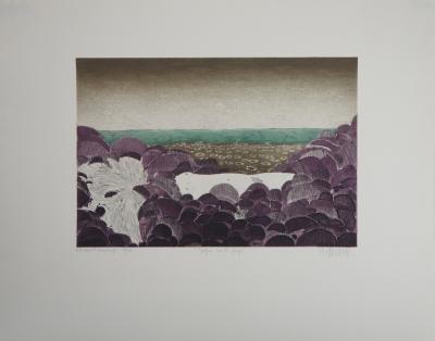 Michel MATHONNAT : Sophie sur la plage - Gravure originale signée au crayon 2