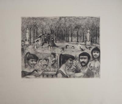Edouard GOERG : Le bain dans le bassin aux naîades, 1956 - Gravure originale signée au crayon 2