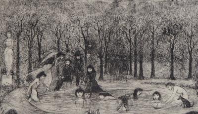 Edouard GOERG : Le bain dans le bassin aux naîades, 1956 - Gravure originale signée au crayon 2