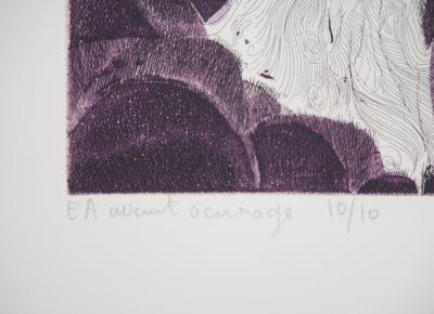 Michel MATHONNAT : Sophie sur la plage - Gravure originale signée au crayon 2