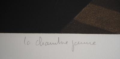 Michel MATHONNAT : La Chambre jaune - Gravure originale signée au crayon 2