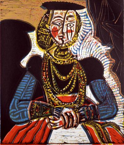 Pablo PICASSO (d’après) - Buste de femme d’après Cranach le Jeune, 1958 - Linogravure 2