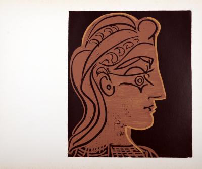 Pablo PICASSO (d’après) - Tête de femme (de profil), 1959 - Linogravure 2