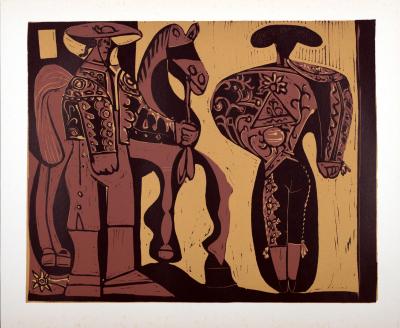 Pablo PICASSO (d’après) - Picador et Torero, 1959 - Linogravure 2