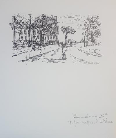 Aimé Daniel  STEINLEN - Canal du Xème, 1982 - Dessin original signé au crayon 2