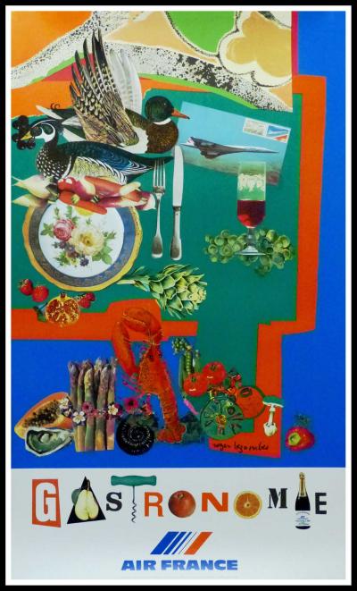 Roger BEZOMBES - Air France Gastronomie, 1980, affiche originale 2