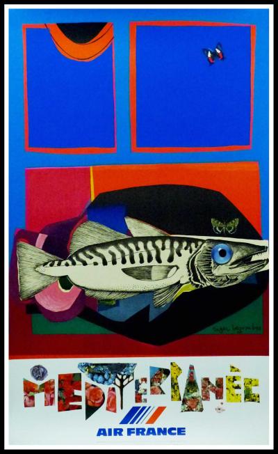 Roger BEZOMBES - Air France Mediterranée, 1980, affiche originale 2