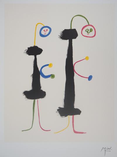 Joan MIRO (d’après) - Couple amoureux surréaliste - Lithographie signée 2