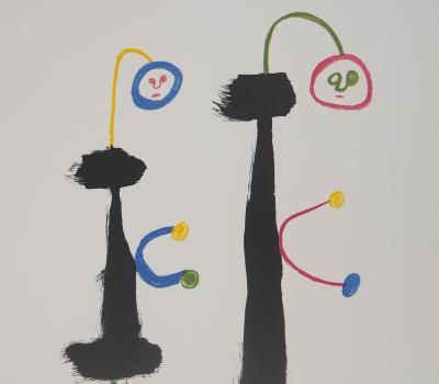 Joan MIRO (d’après) - Couple amoureux surréaliste - Lithographie signée 2