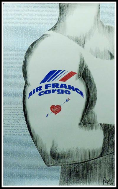 Raymond PAGES - Air France CARGO, circa 1970, affiche photogravure 2