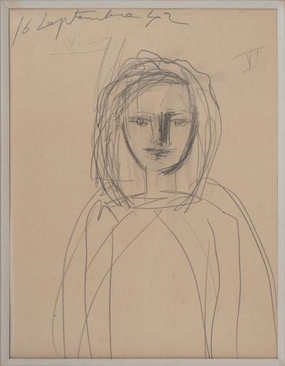 Pablo PICASSO - Portrait de jeune-fille, 1942 - Dessin signé, Certificat 2