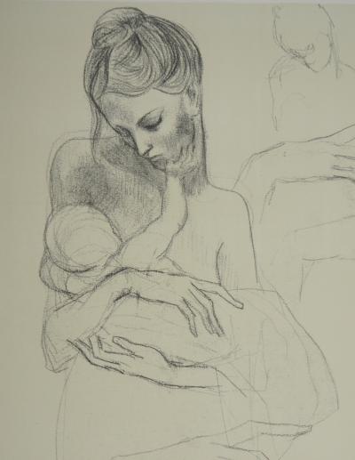 Pablo Picasso (d’après) : Maternité, Mère et enfant - Lithographie signée - 1946 2