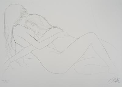 Jean-Baptiste VALADIE : Endormies l’une contre l’autre - Gravure originale signée 2