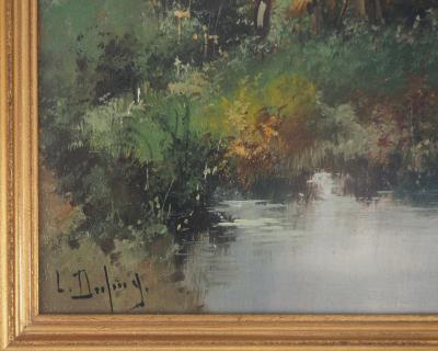 Eugène GALIEN-LALOUE - Femme près d’un étang - Huile sur panneau, Signée 2